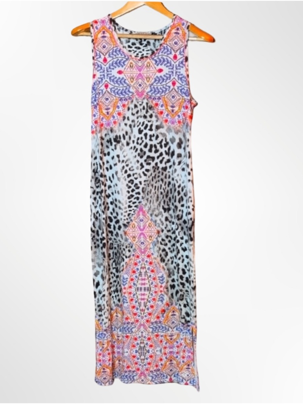Louis Féraud Paris Maxi Dress/Animal Print & Boho Geometric/approximately Size M
